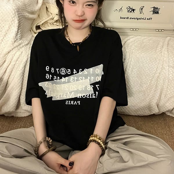 セレブ多数愛用メゾン マルジェラ 偽物 ナンバリング MM6 ロゴ Tシャツ 3色 Mab30548